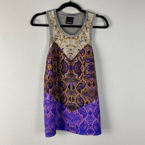 Josh Goot Silk Printed Tank Top Animal Print US 6 Multicolor Tunic